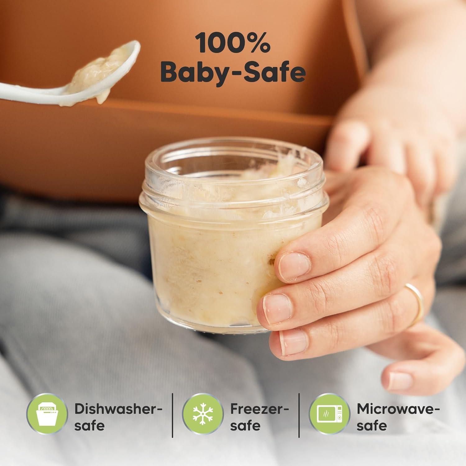 12pk Prep Baby Food Storage Containers, 4 oz Leak-Proof, BPA Free Glass Baby Food Jars for Feeding  (Terracotta)