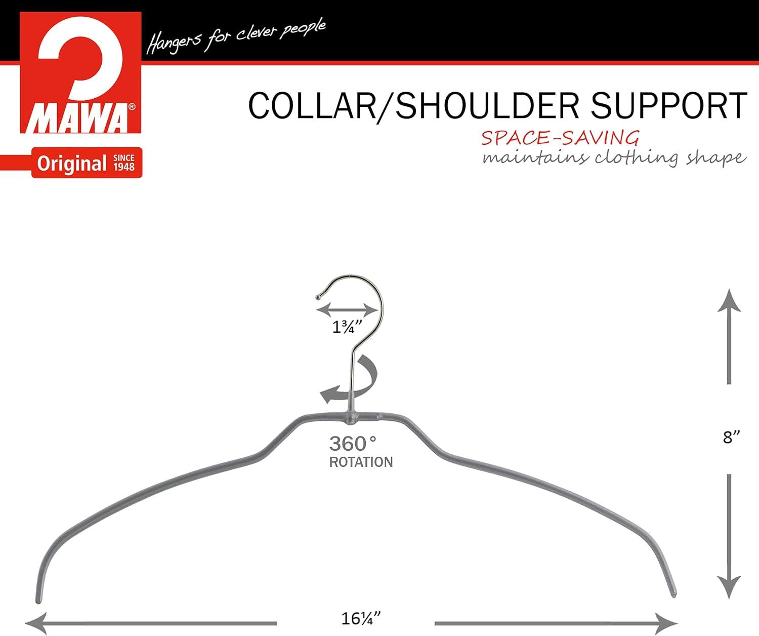 Mawa Metal Non-Slip Standard Hanger for Dress/Shirt/Sweater (Set of 20)