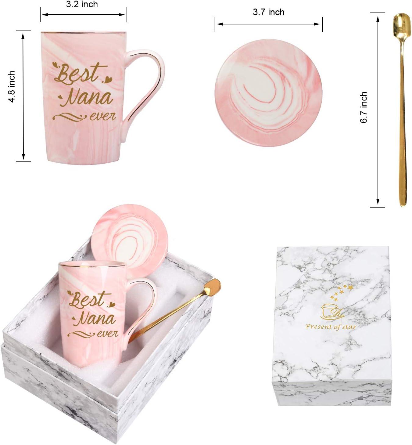 Best Nana Ever Pink Ceramic Mug with Spoon and Coaster