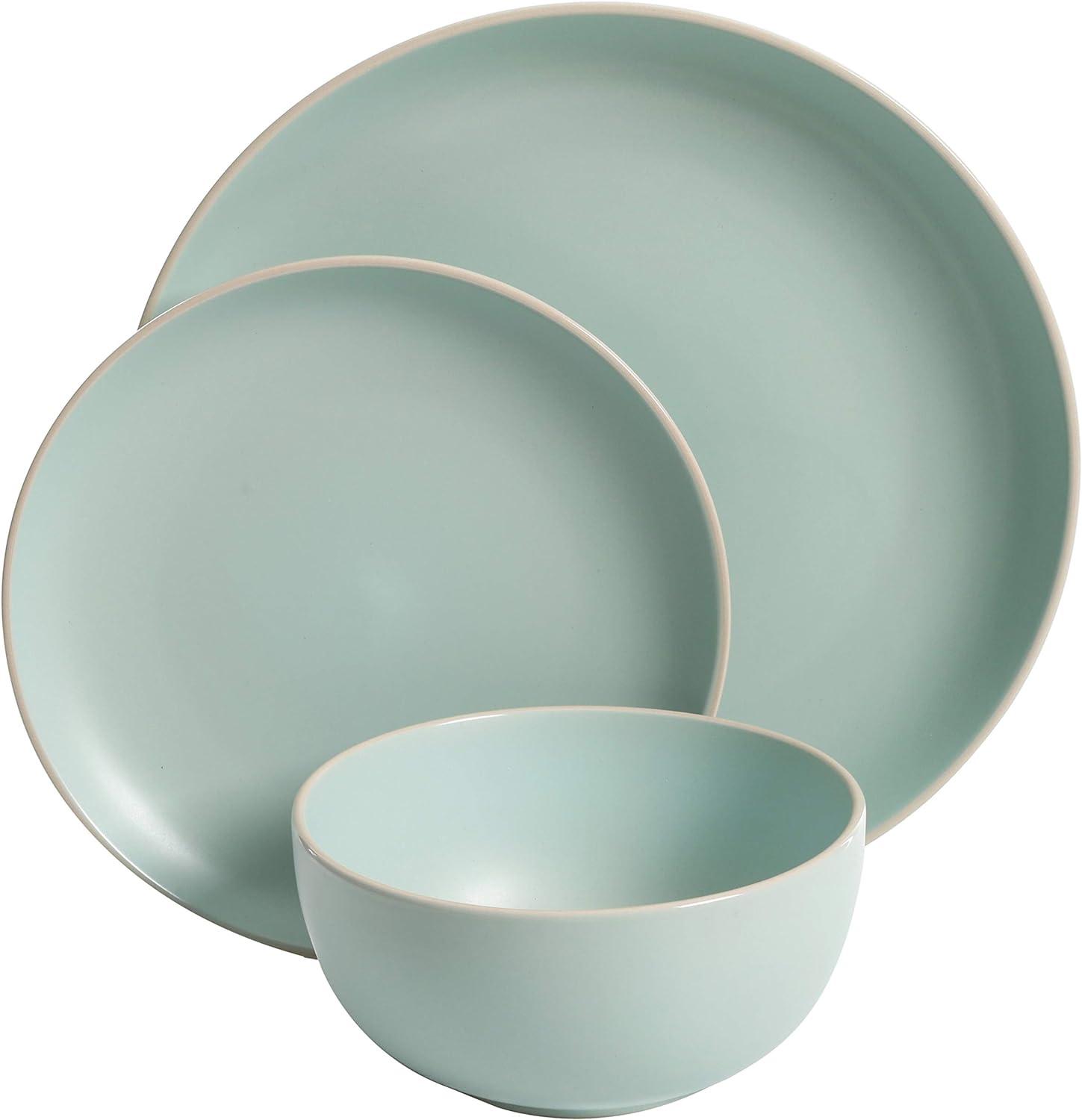 Matte Teal Ceramic 12-Piece Dinnerware Set, Service for 4