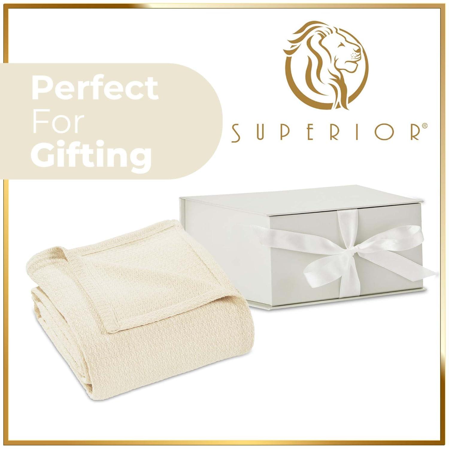 Superior Waffle Weave Honeycomb Knit Soft Textured All-Season Cotton Blanket