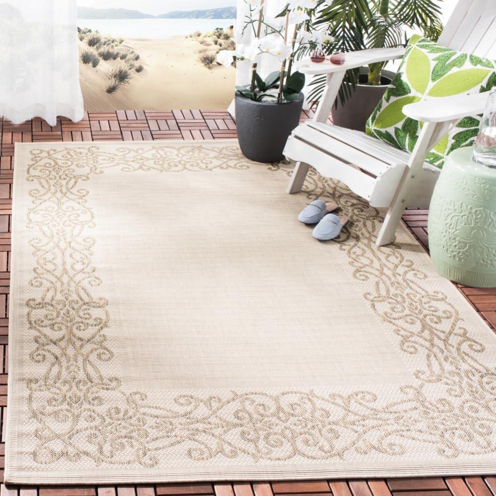 Courtyard CY1588 Power Loomed Indoor and Outdoor Area Rug - Natural/Brown - 4'x5'7" - Safavieh