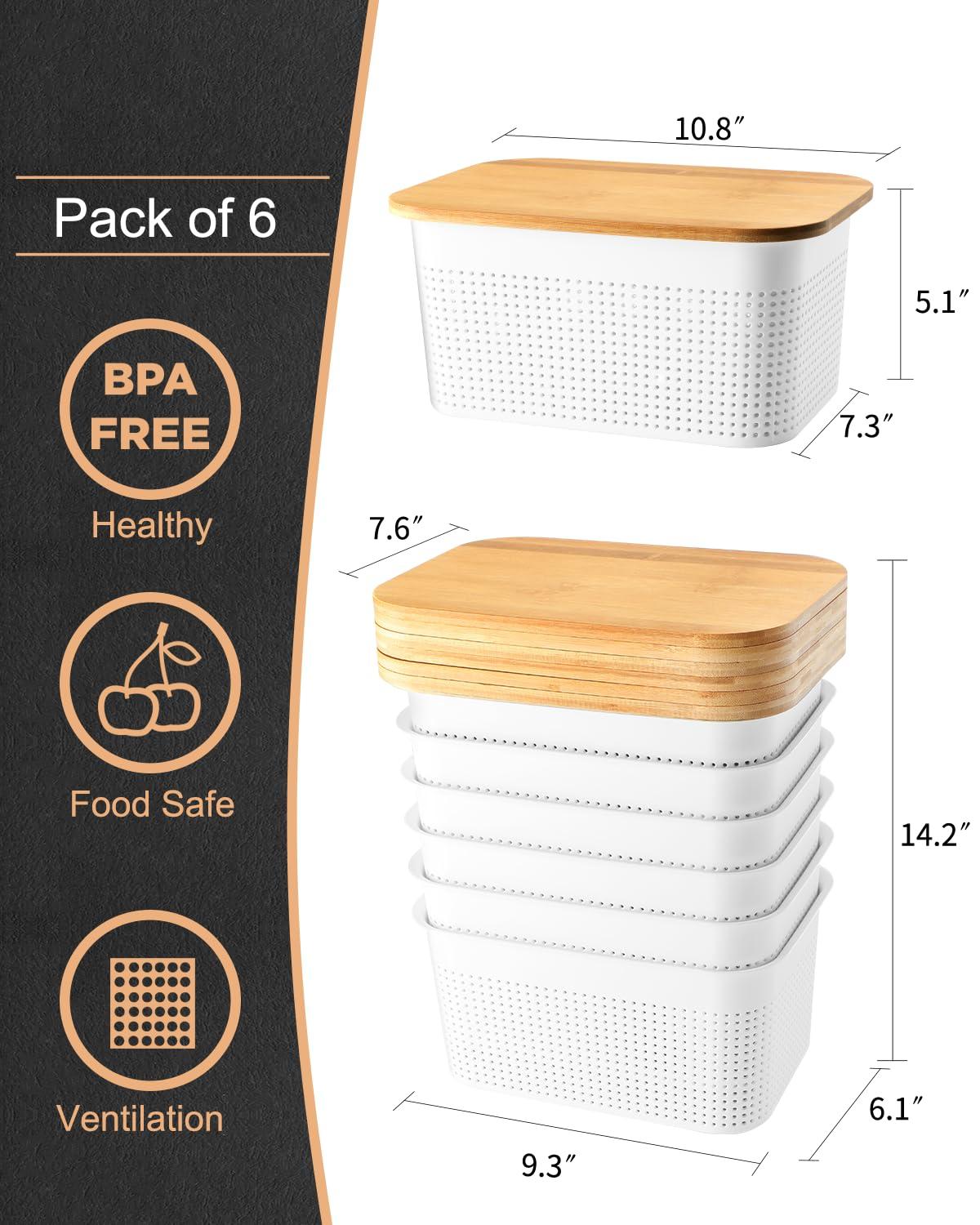 Gracie Oaks Plastic Storage Bins With Bamboo Lids