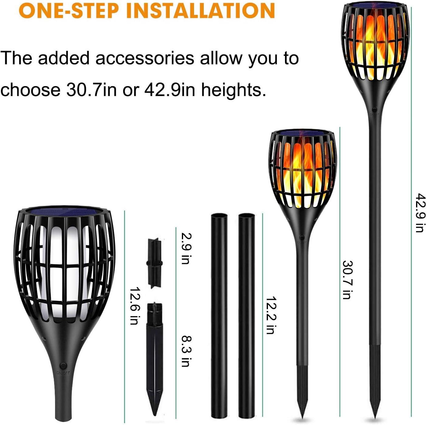 Solar Lights Outdoor, 43" Flickering Flames Torch Light Solar Garden Lights Waterproof Landscape Lighting Dusk to Dawn Auto On/Off Security Torch Light for Yard Patio Driveway, 4Pack