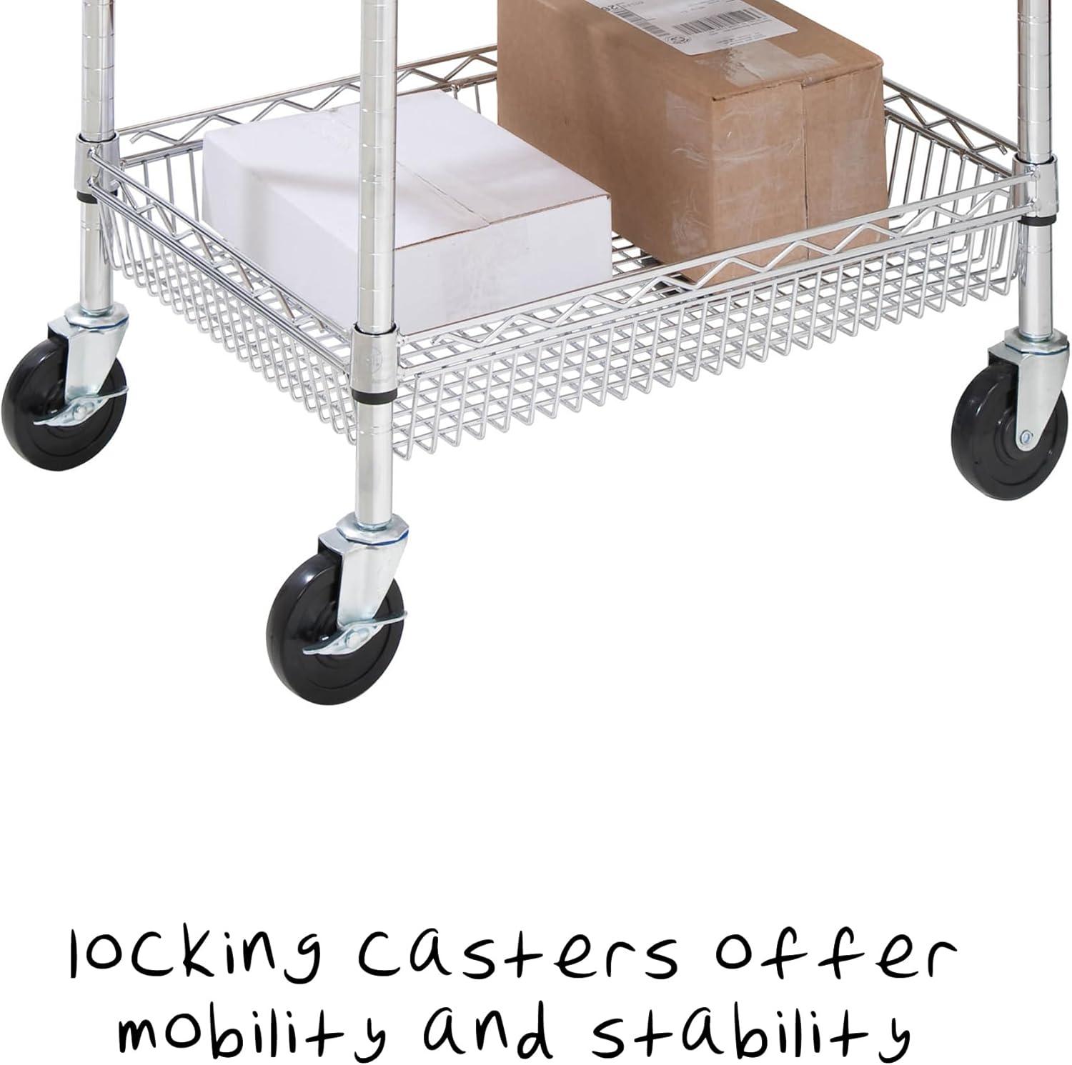 Honey Can Do 3 Shelf Chrome Storage Cart, Chrome