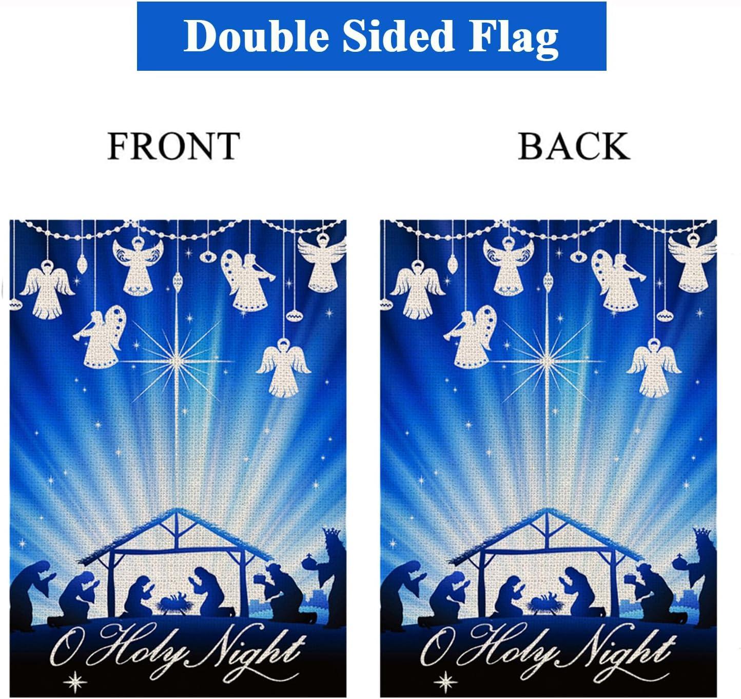 Christian Christmas Nativity Scene O Holy Night Garden Flags 12"x18" Double Sided Banner Decoration For Home Yard Lawn