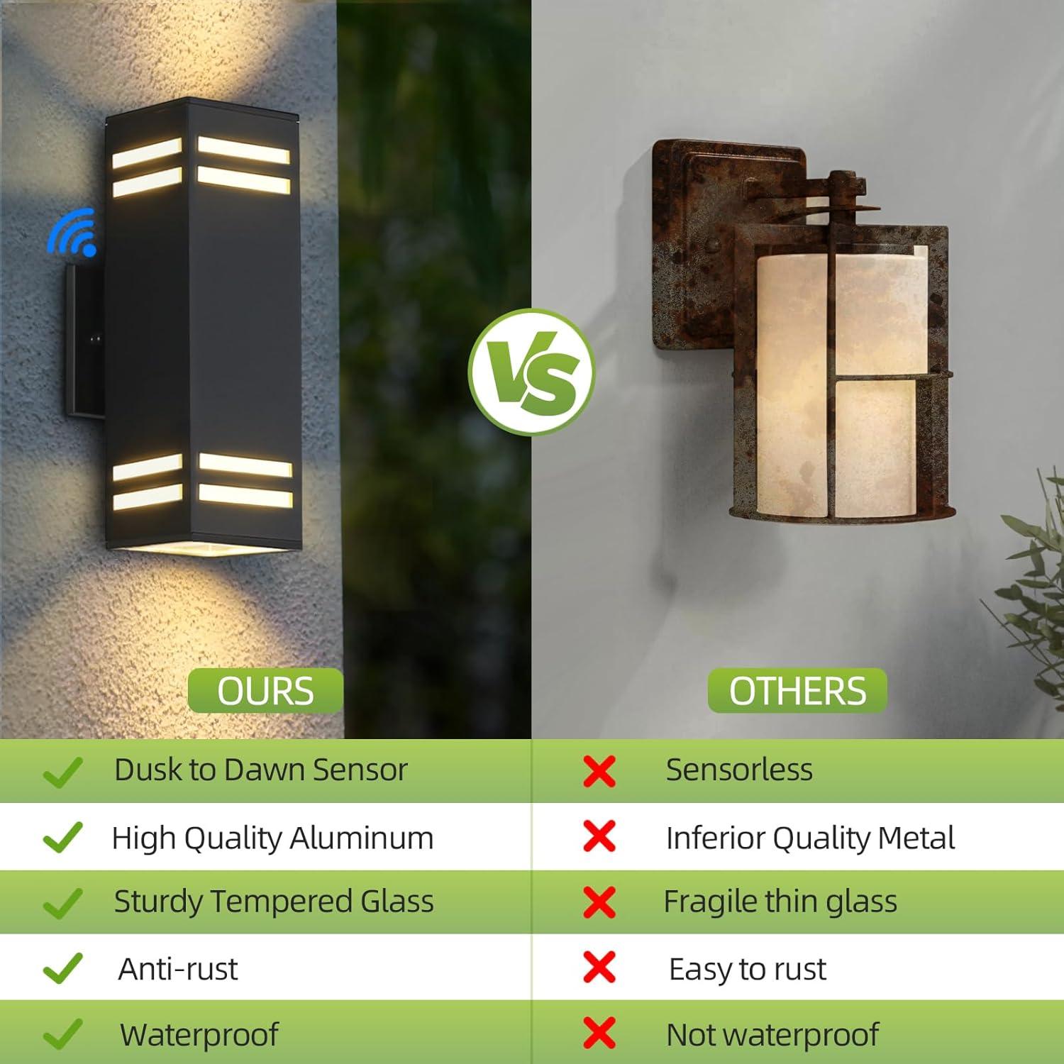 Black Aluminum Dual Light Modern Outdoor Sconce