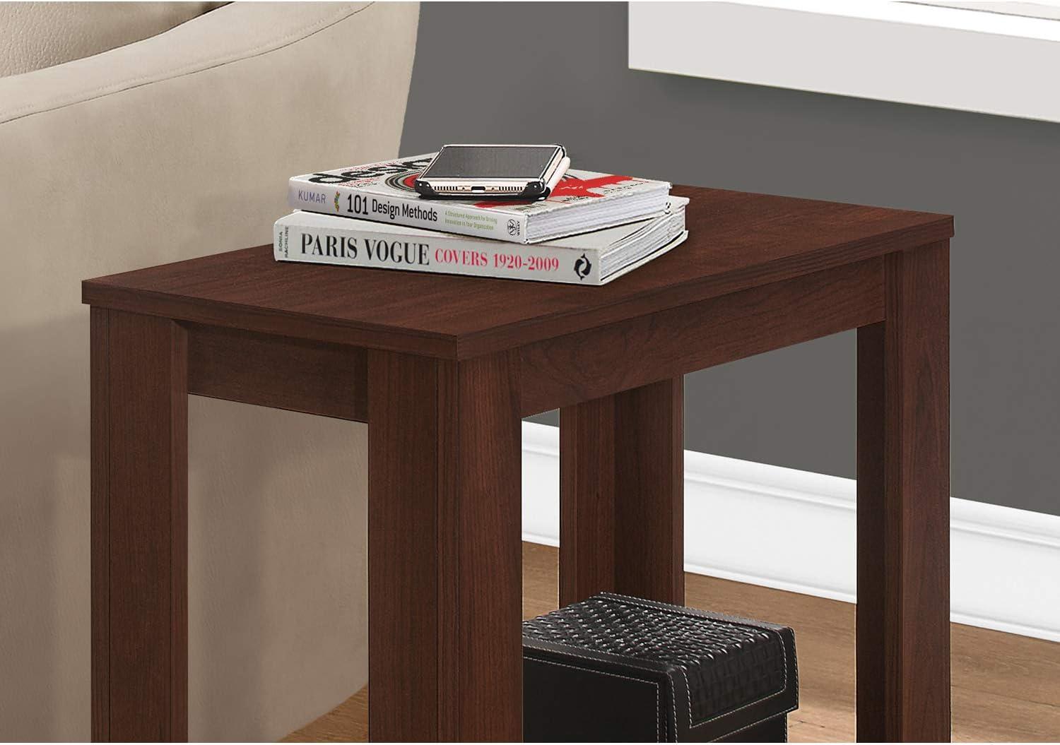 Contemporary Cherry Wood Rectangular Side Table with Shelf