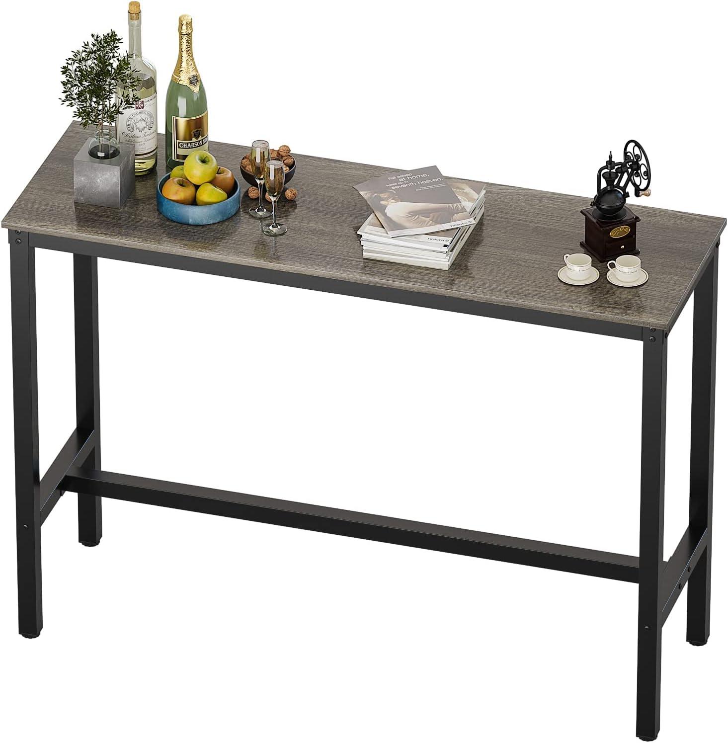 Black Oak Rectangular Bar Height Table with Metal Frame