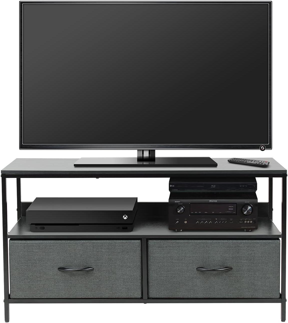 Sorbus 2 Drawer TV Stand Dresser with Wood Top (Black)