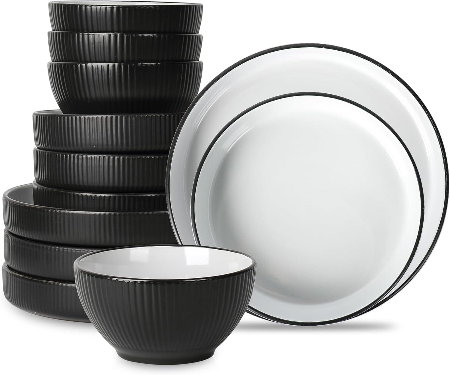 Christian Siriano Larosso 12-Piece Dinnerware Set Stoneware, Service for 4