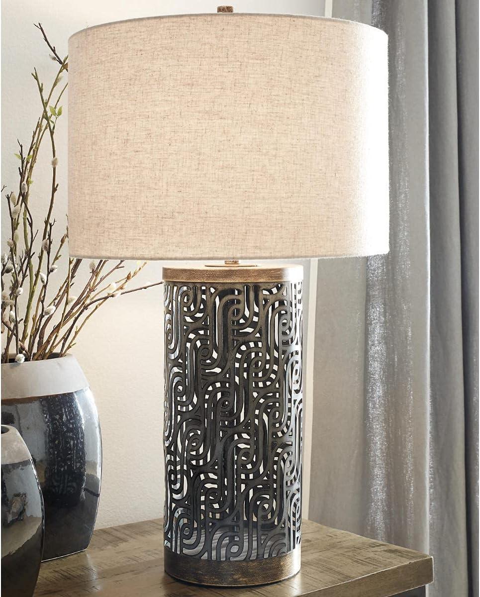 Signature Design by Ashley Contemporary Dayo Table Lamp  Gray/Gold Finish