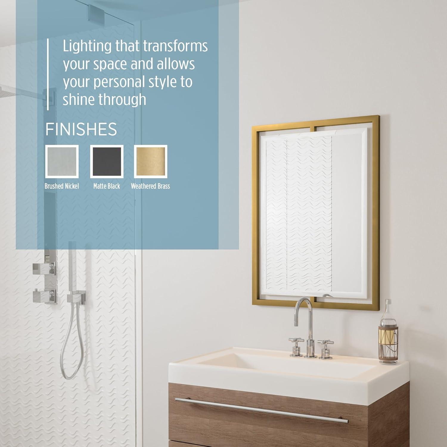 Quoizel Lighting Reflections - 32" Rectangular Light Mirror, Brushed Nickel/Semi Gloss Finish