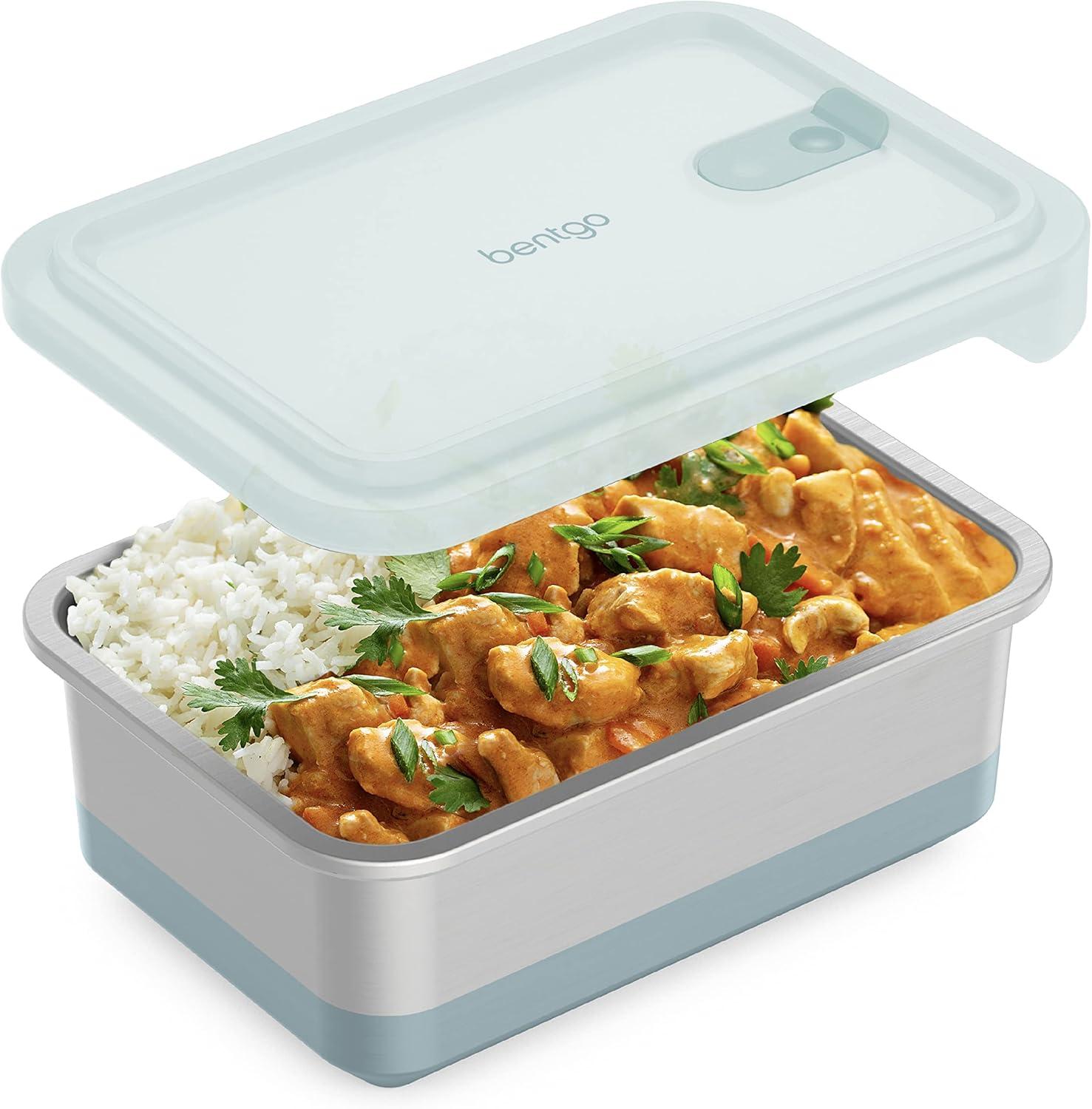 Bentgo Microsteel Heat and Eat Container Aqua: Leakproof Lunch & Snack Storage, BPA-Free, Dishwasher Safe, 8.5 Volume