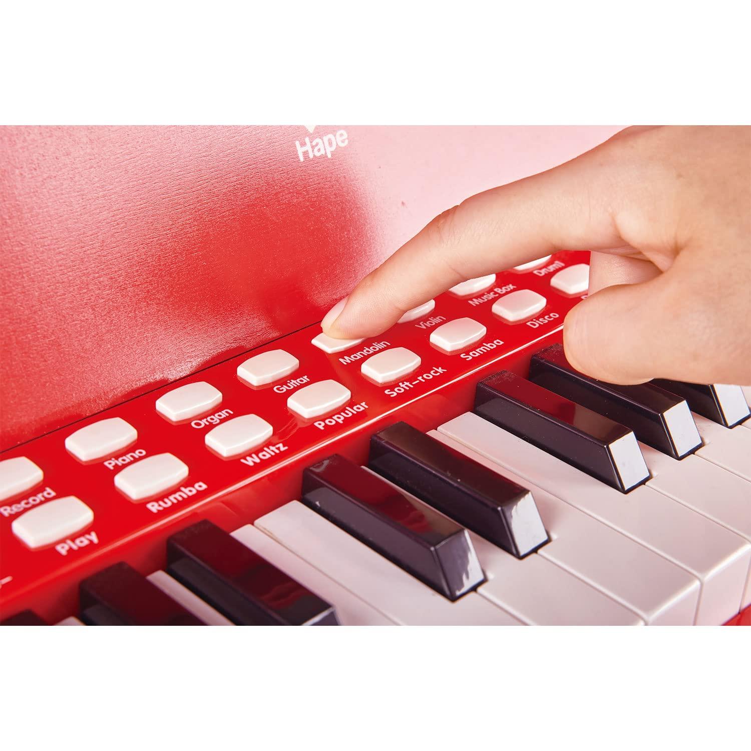 Hape Learn With Lights: Electronic Piano - Red, 25 Keys, Ages 3+