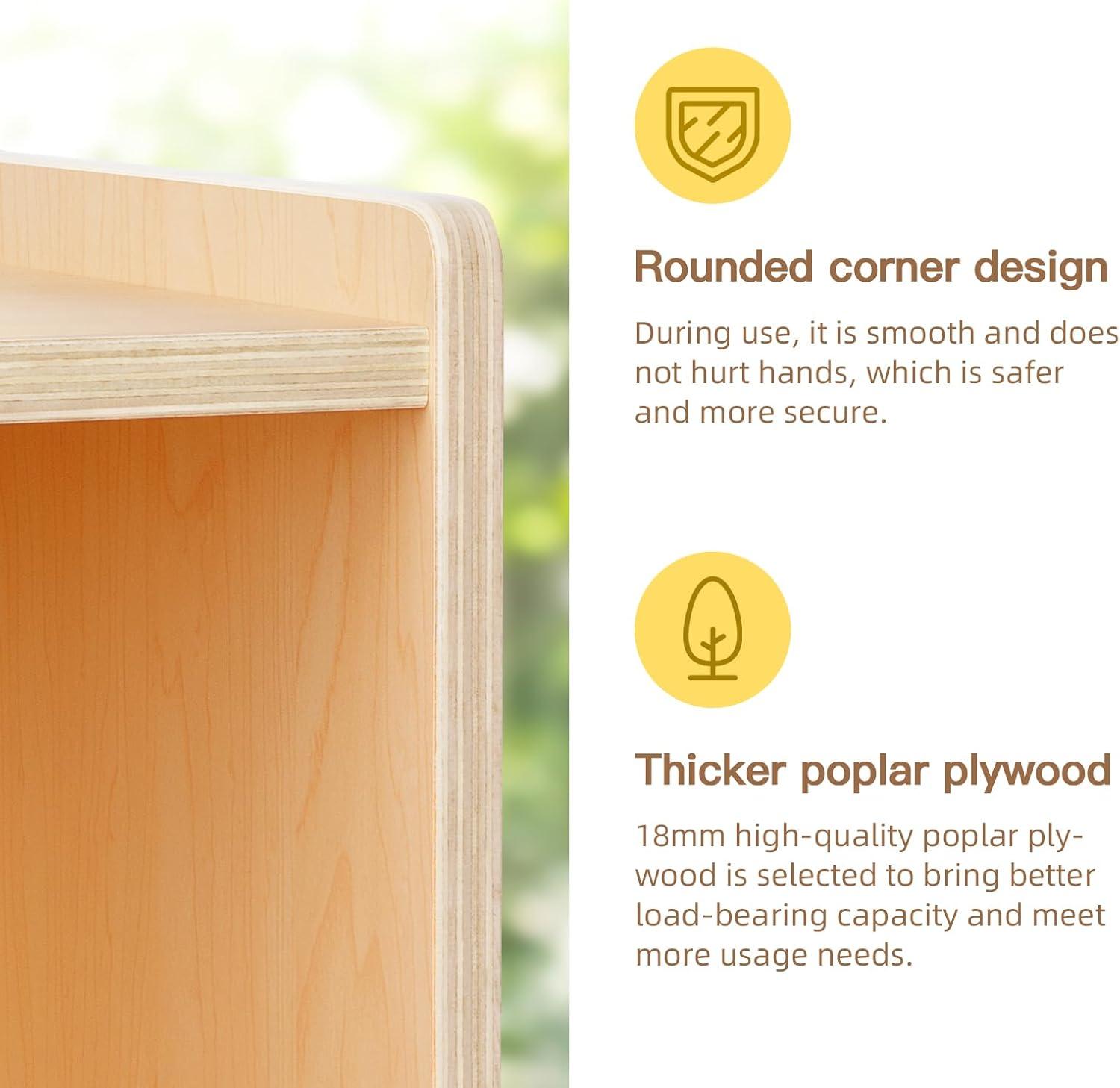 8-Compartment Backpack Wooden Storage Cabinet - Kids Toy Storage Organizer - Bookshelf for Classroom, Playroom, Kindergarten, Living Room, Office