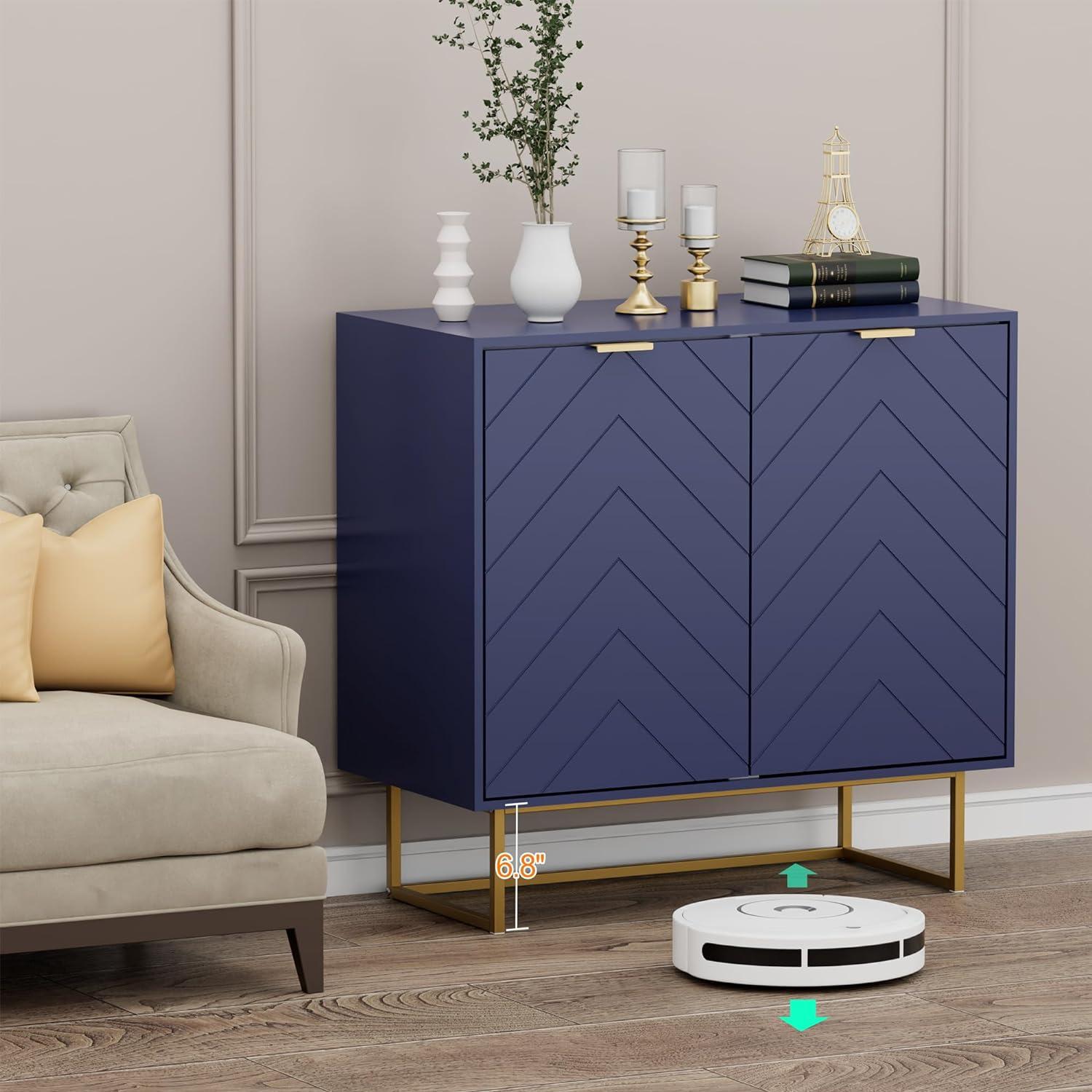 Scurrty 31.5'' Sideboard Buffet Cabinet with Storage, Sideboard Storage Cabinet with Doors and Adjustable Shelf, Accent Cabinet for Living Room, Kitchen, Navy Blue