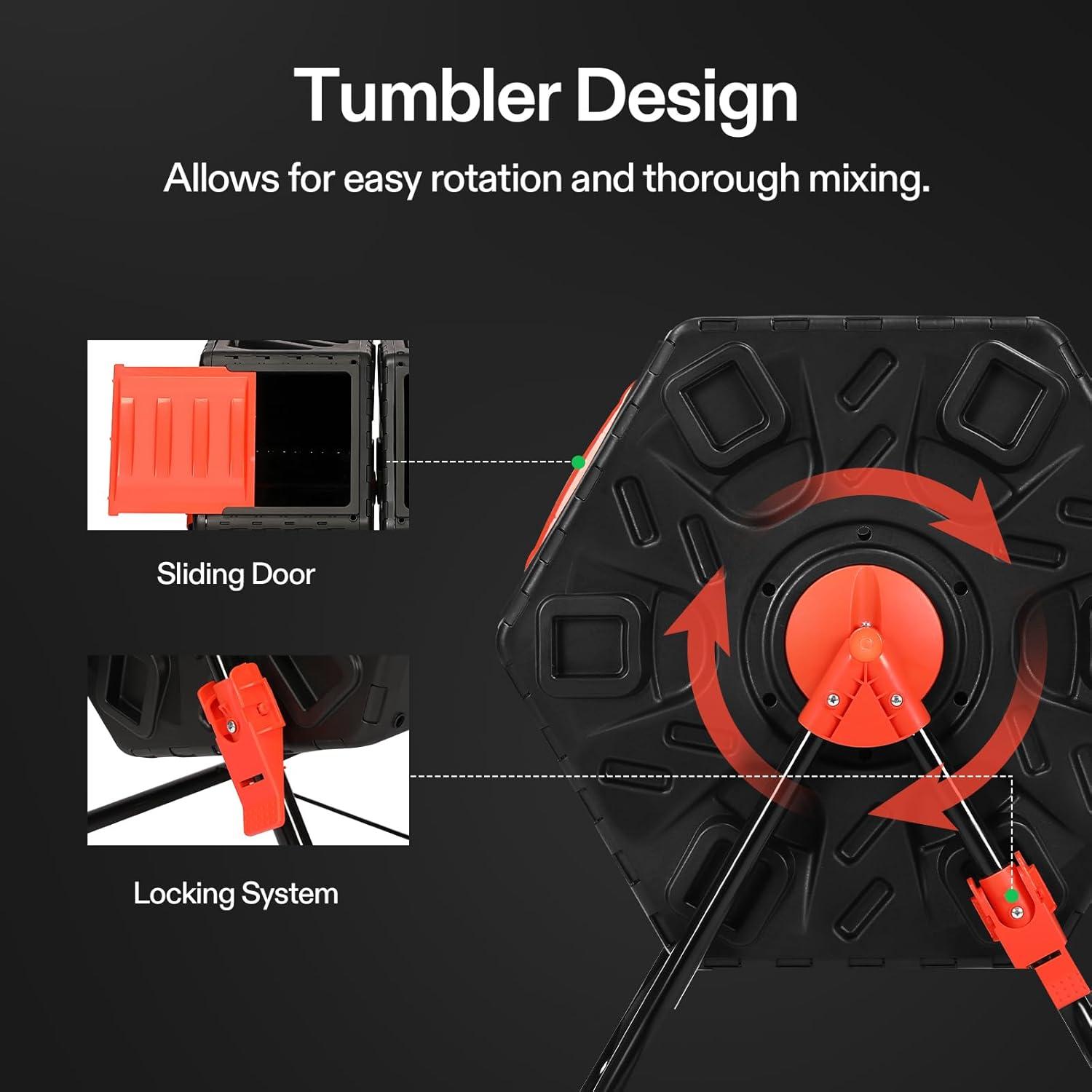 Dual Chamber Black and Green Heavy-Duty Compost Tumbler