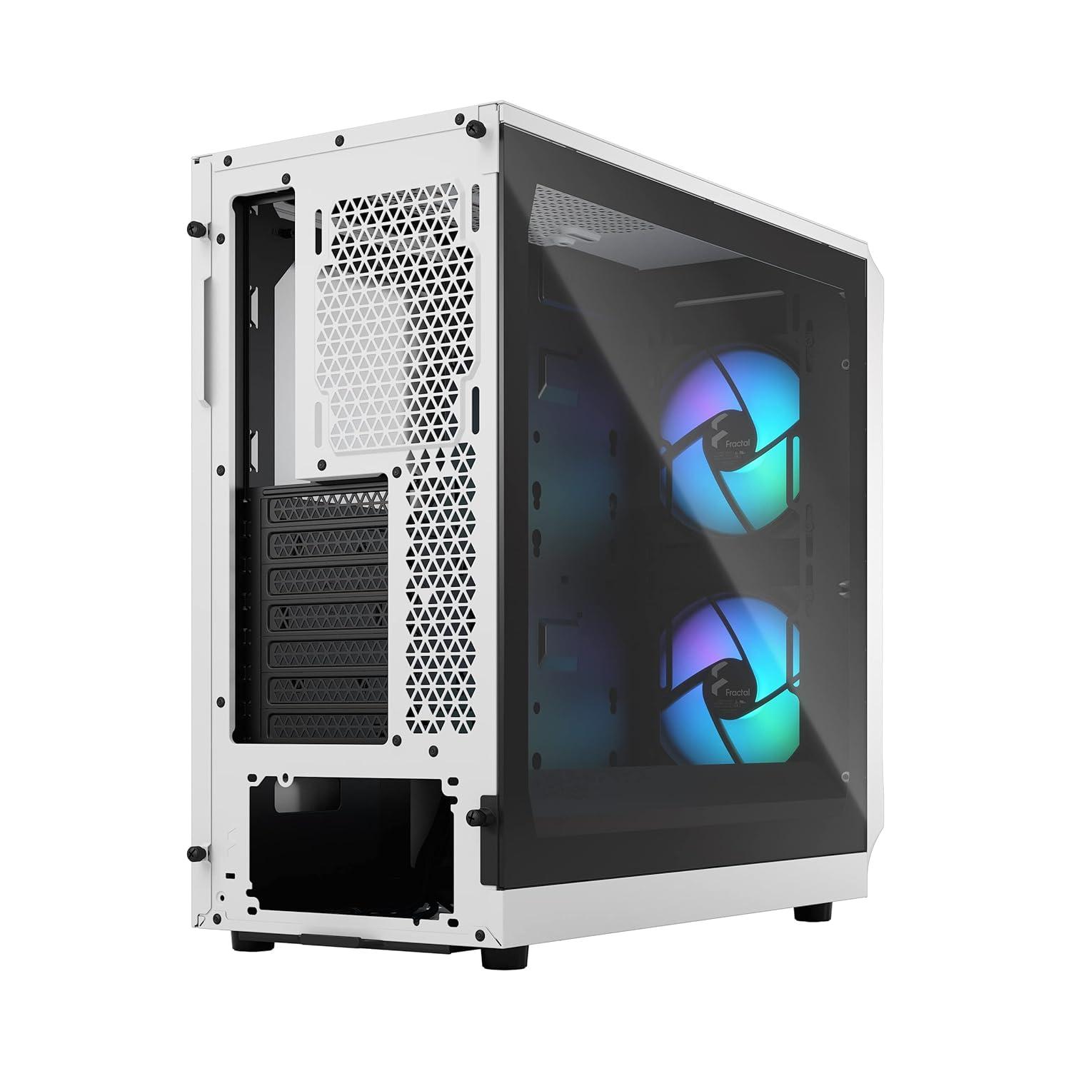 Fractal Design Focus 2 RGB White ATX mATX Mini ITX Clear Tinted Tempered Glass Mid Tower Computer Case
