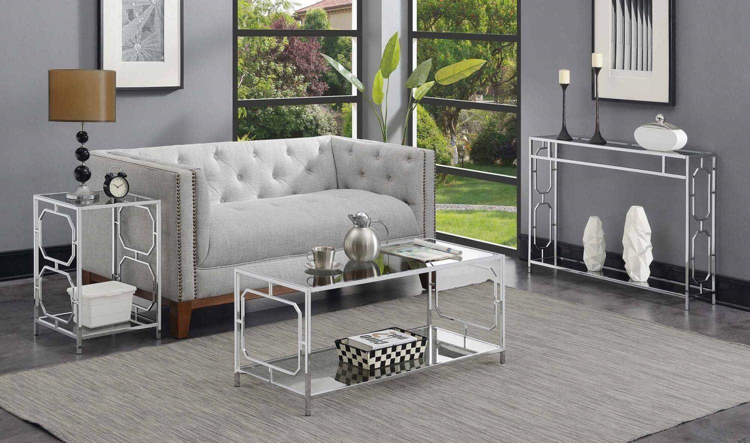 Elegant Omega Rectangular Coffee Table with Chrome and Glass