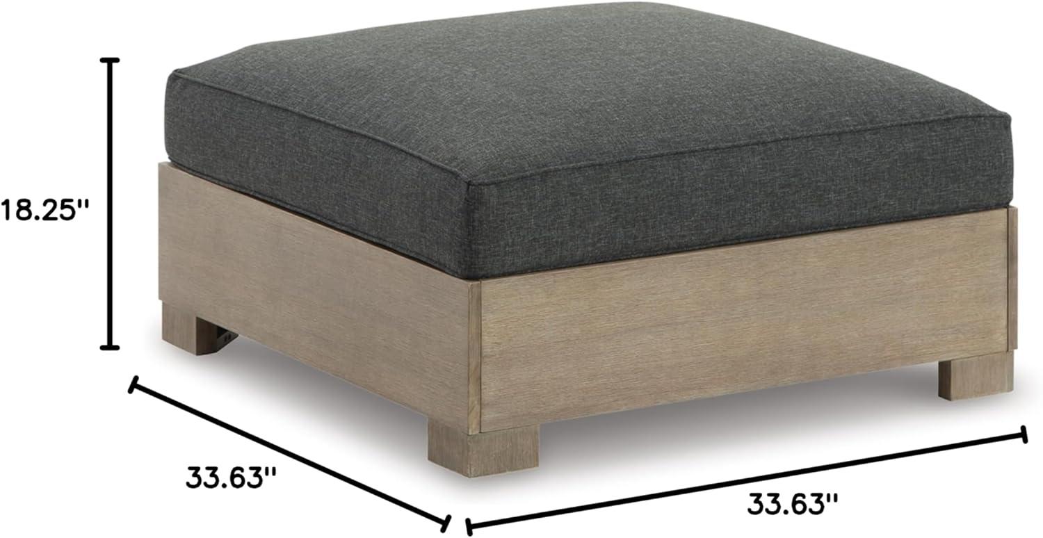 Signature Design by Ashley Casual Citrine Park Outdoor Ottoman with Cushion, Charcoal/Brown