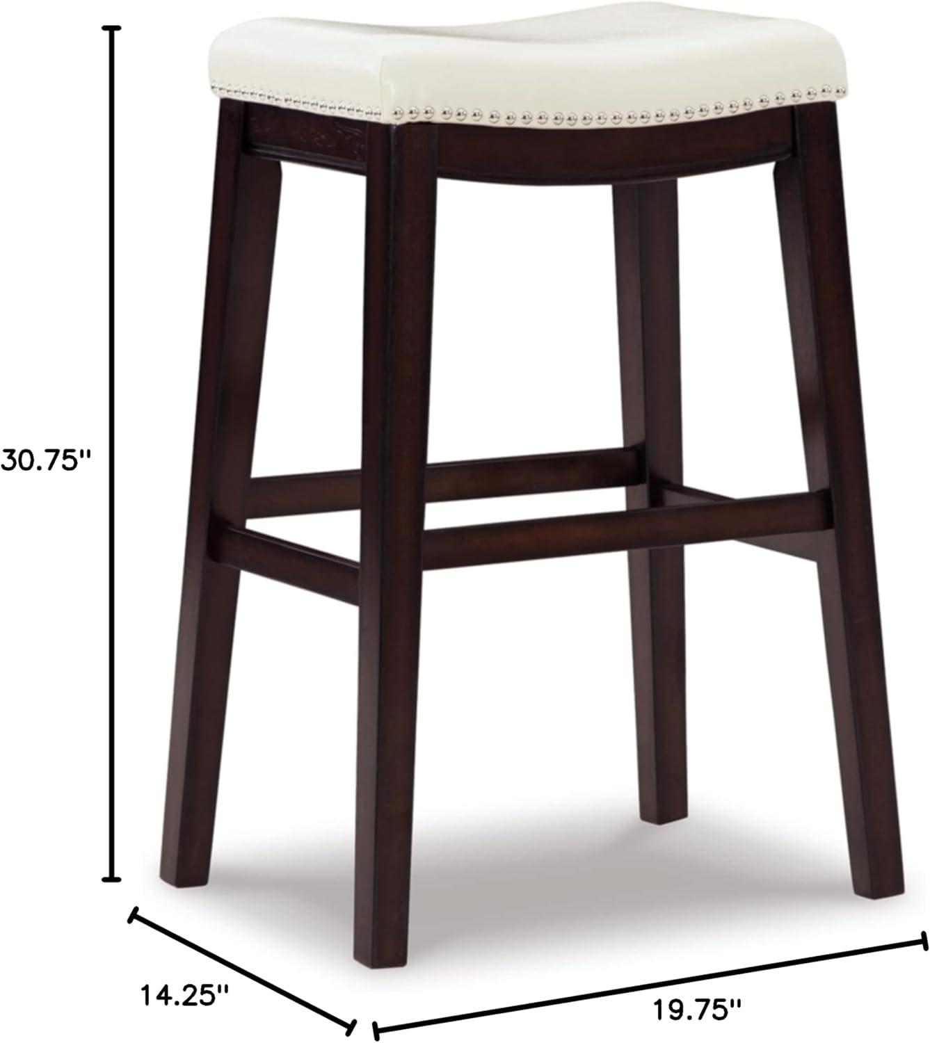 Pearl Silver Backless Saddle Wood and Leather Bar Stools