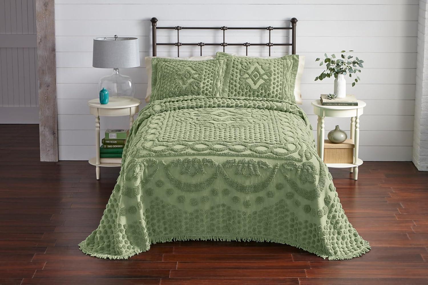 BrylaneHome Georgia Chenille Bedspread - Queen, Blue