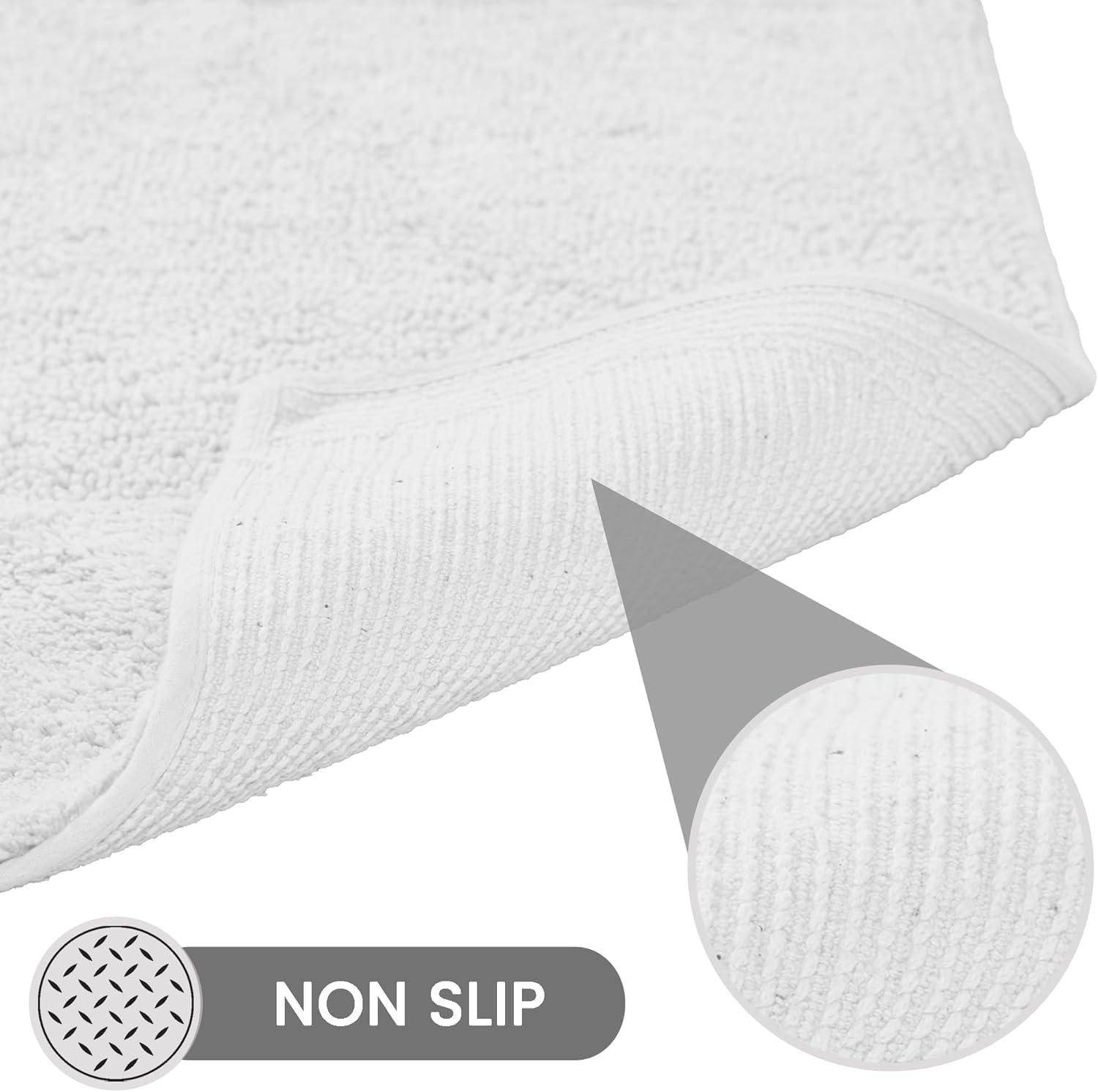Better Trends Granada 100% Cotton Tufted Non-Slip Backing Bath Rug Set 3 PC (17" x 24" | 20" x 20" | 21" x 34") - White