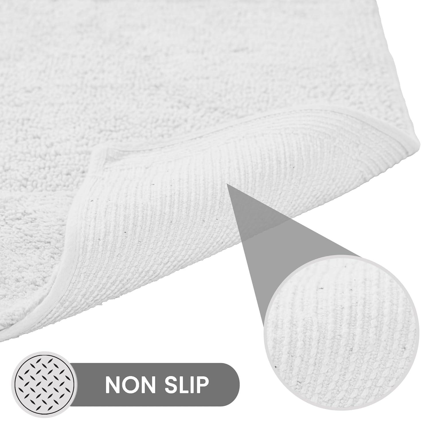 Better Trends Granada 100% Cotton Tufted Non-Slip Backing Bath Rug Set 3 PC (17" x 24" | 20" x 20" | 21" x 34") - White