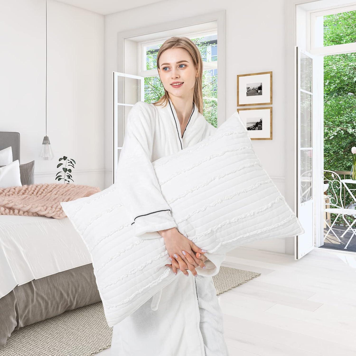 White Microfiber Standard/Queen Pillowcases with Tassels