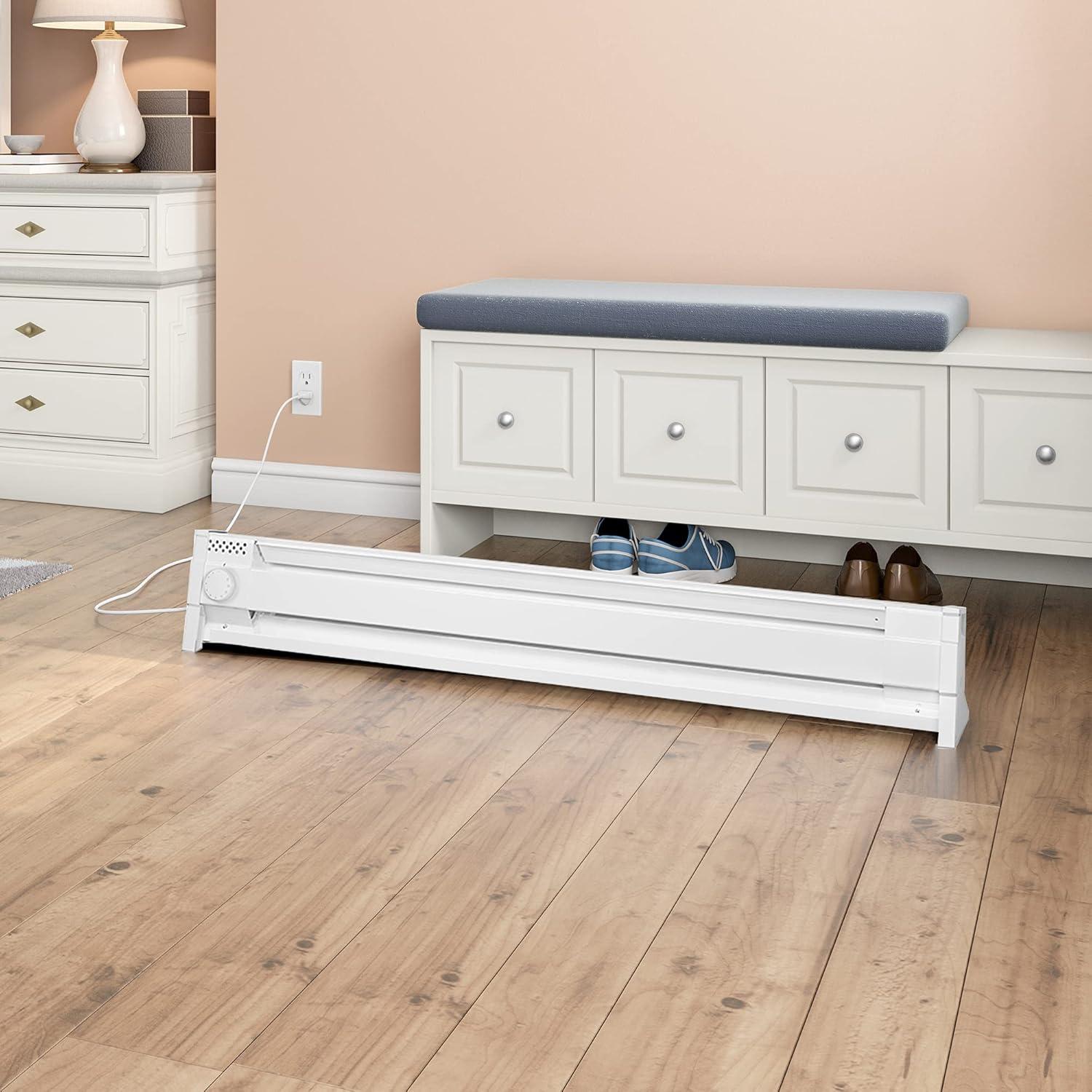 Cadet 49 in. Plug-in Portable Electric Baseboard Heater, White,120V w/6ft cord, 175 sq. ft.