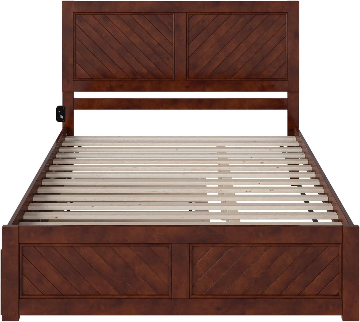 AFI Canyon Walnut Solid Wood Platform Bed with Matching Footboard & Twin Trundle, Full