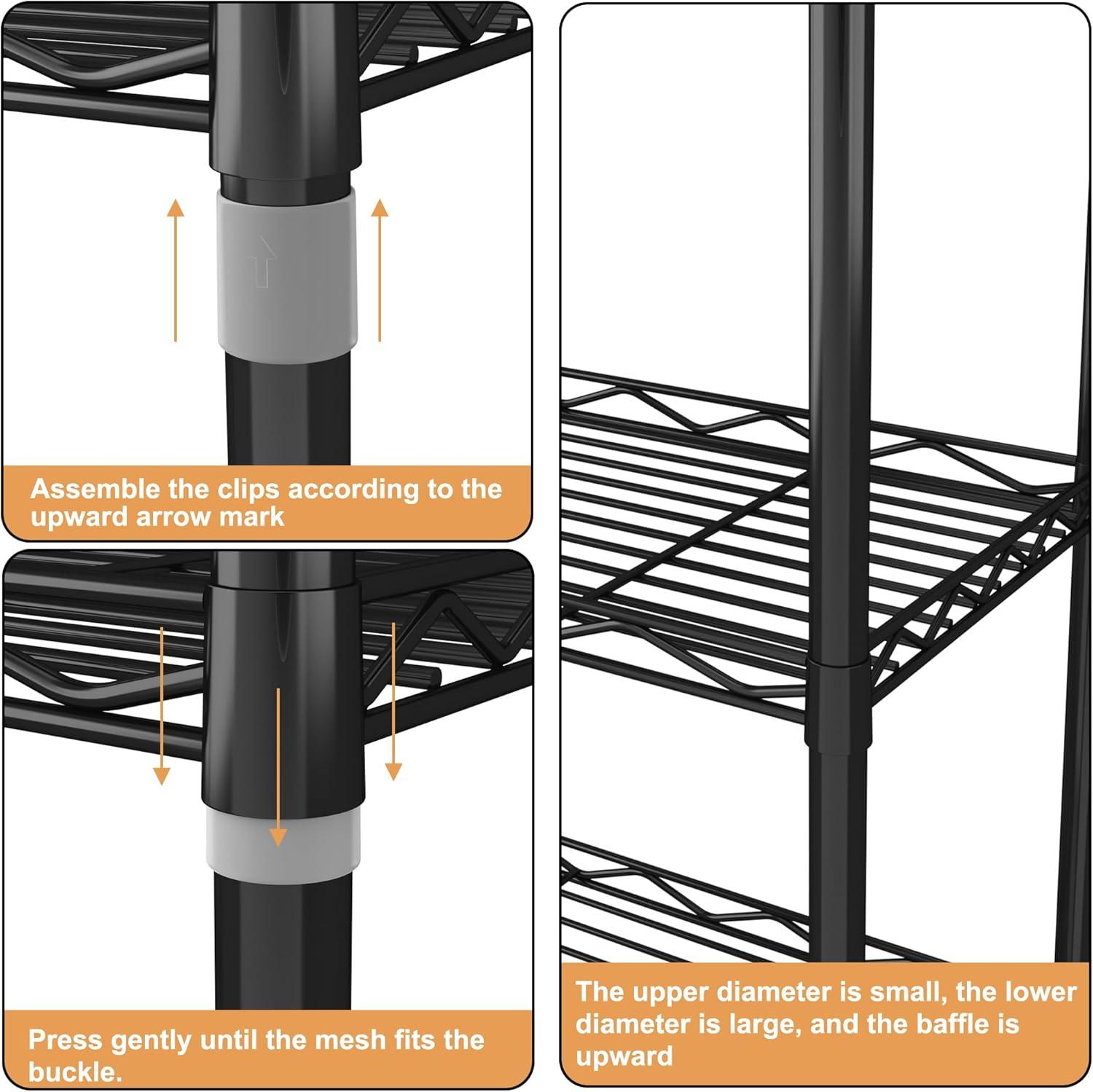 HOMEFORT 5-Tier Wire Shelving 5 Shelves Unit Metal Storage Rack Durable Organizer Perfect for Pantry Closet Kitchen Laundry Organization in Black,21”Wx14”Dx61”H
