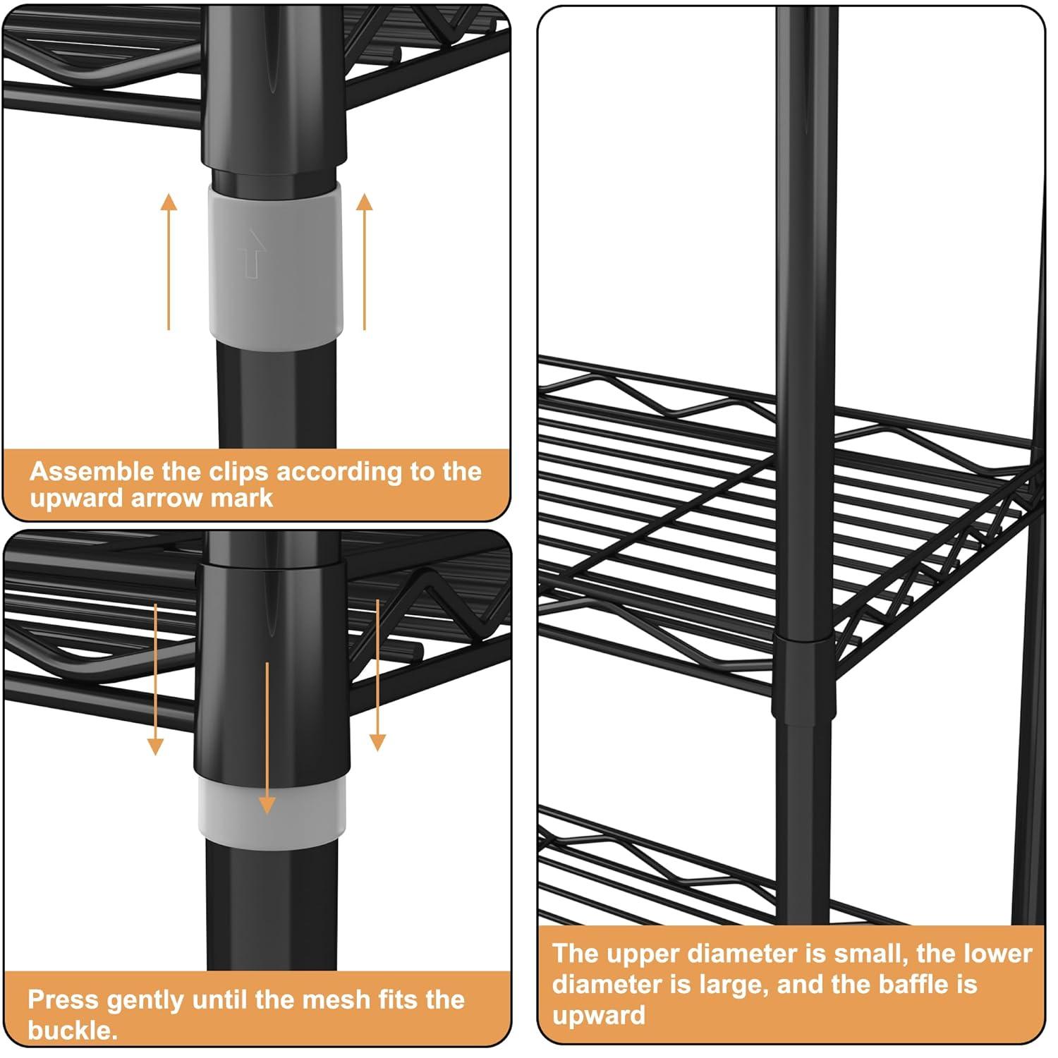 HOMEFORT 5-Tier Wire Shelving 5 Shelves Unit Metal Storage Rack Durable Organizer Perfect for Pantry Closet Kitchen Laundry Organization in Black,21”Wx14”Dx61”H