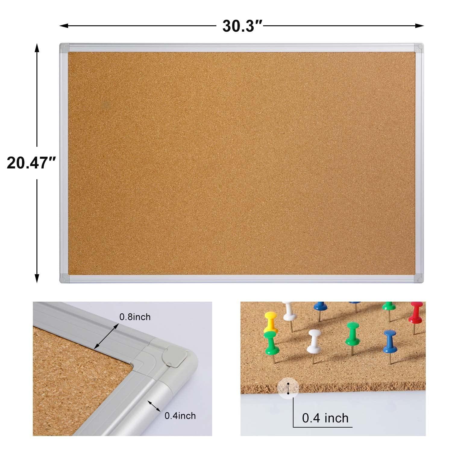 Board2by Cork Board Bulletin Board 20 x 30 Inches, Silver Aluminium Framed Corkboard, Office Board for Wall Cork, Large Wall Mounted Notice Pin Board