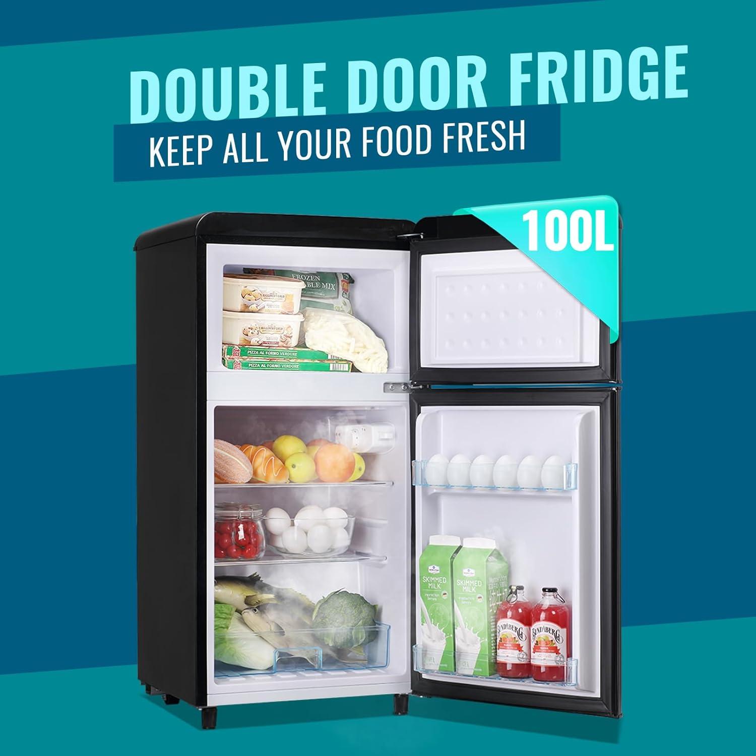 WANAI Compact Refrigerator 3.5 Cu.ft 2 Door Mini Refrigerator Adjustable Glass Shelves Refrigerator, Ideal for Apartment Dorm and Office, Yellow