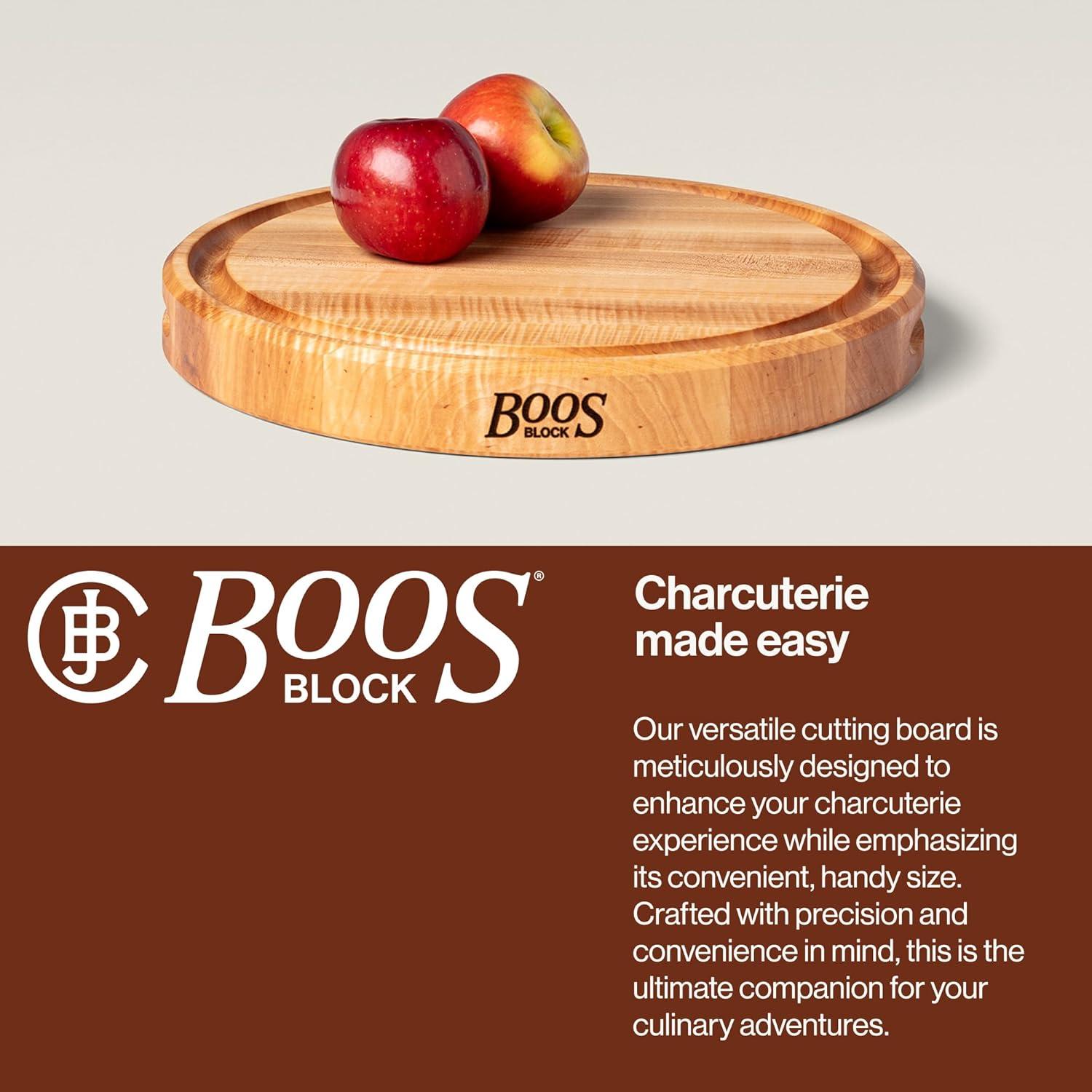 John Boos Chef's Collection Round Maple Cutting Board with Groove