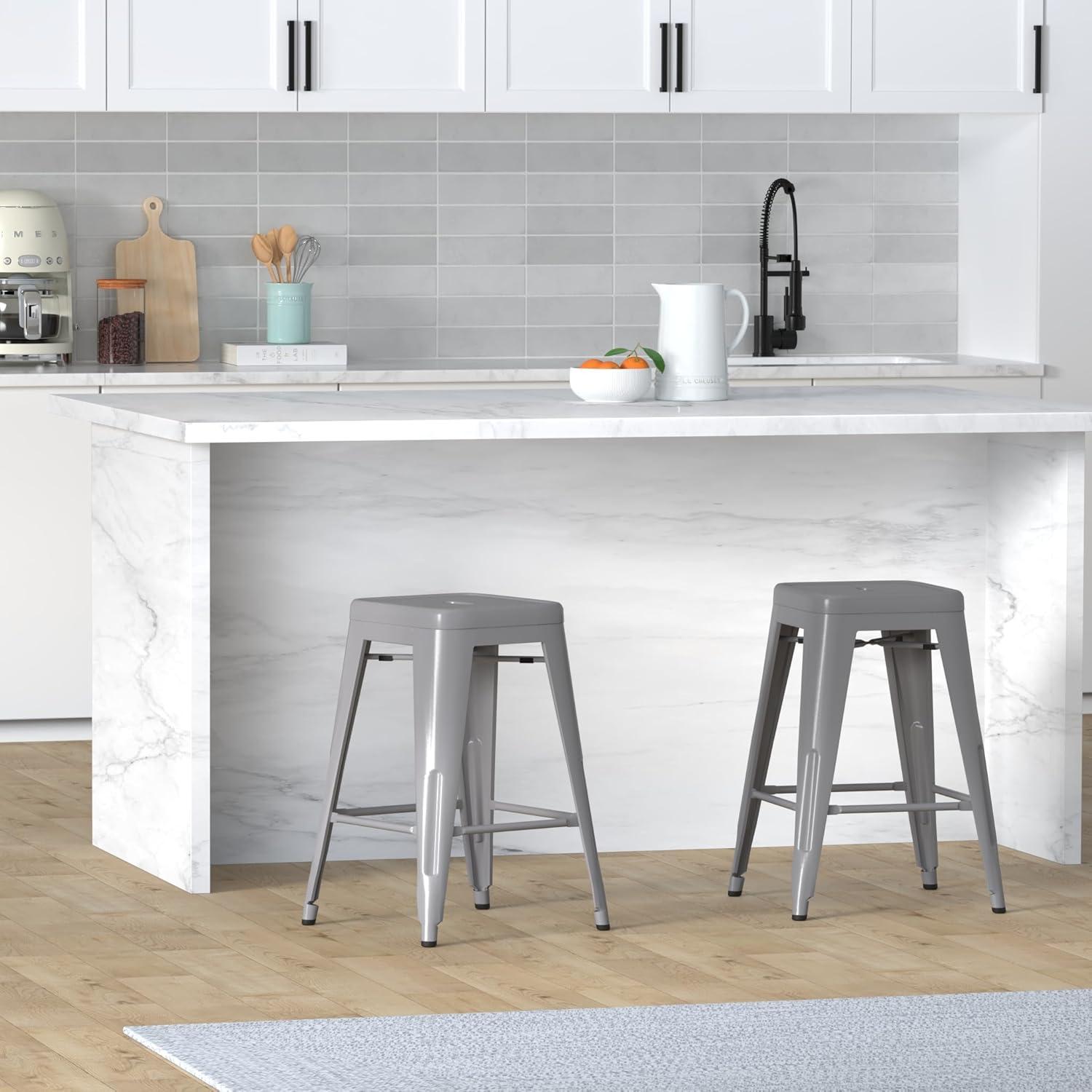 Williston Forge Kohki 24" Counter Stool Metal Bar Stools Counter Height Barstools Backless Indoor/Outdoor Bar Stools Kitchen Counter Stools Chairs(Set of 4)