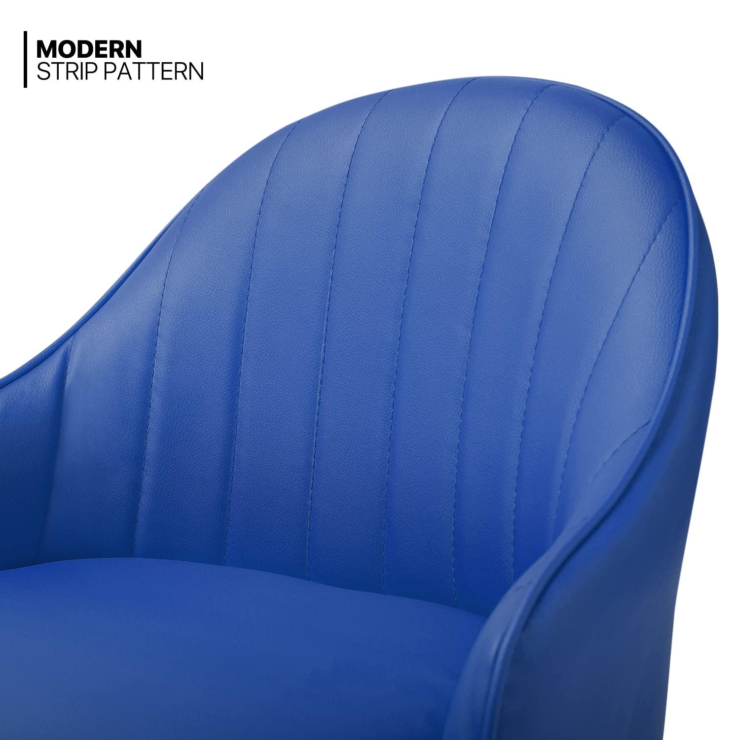 MoNiBloom Adjustable Modern Bar Stool Set of 2, Counter Height Chair Faux Leather with Backrest, for Kitchen Dining, Blue