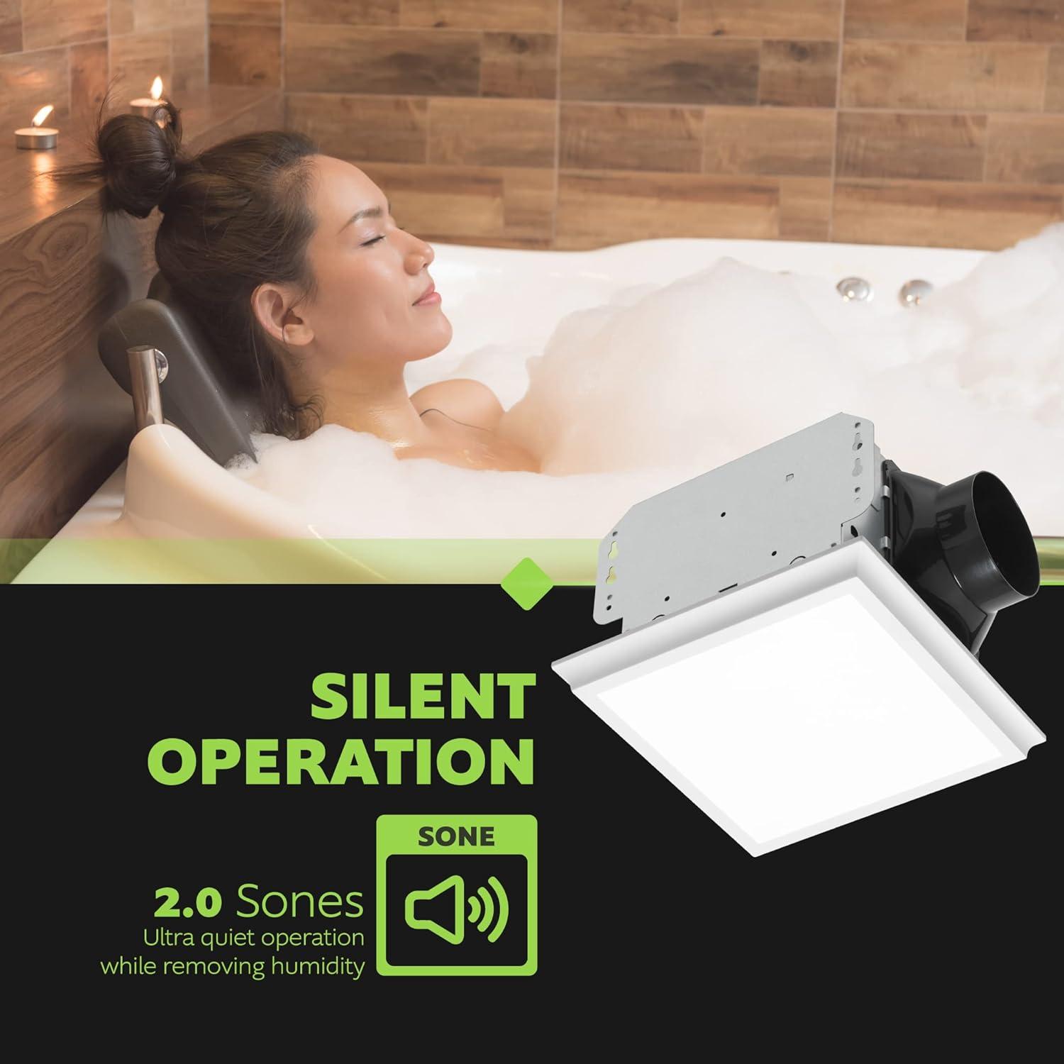 New Homewerks 110 CFM 2 Sones Bathroom Ventilation Exhaust Fan with Dimmable LED Light