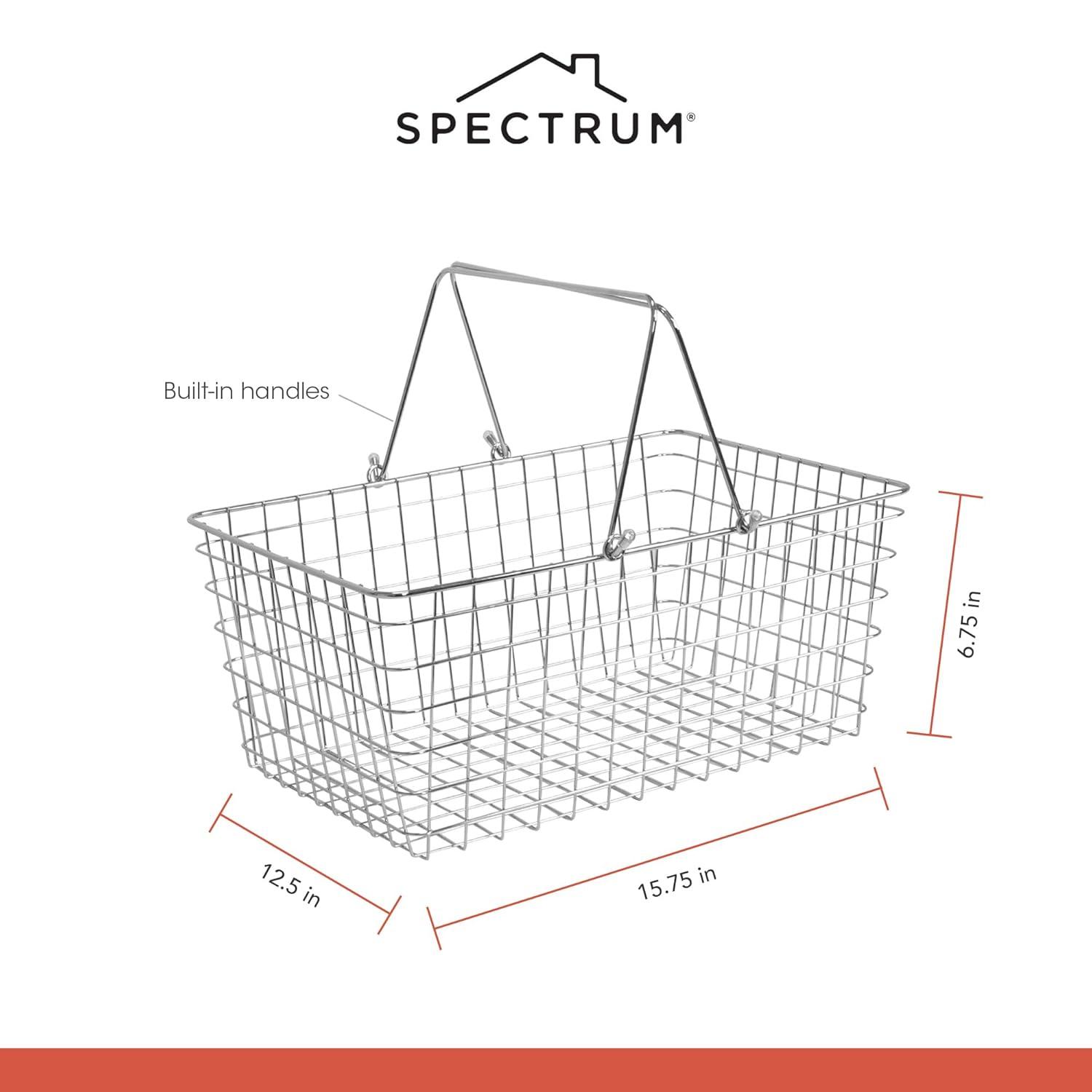 Spectrum Diversified Large Wire Basket: Metal Storage Utility, Multicolored, 21.5" W x 11.75" H, No Assembly Required