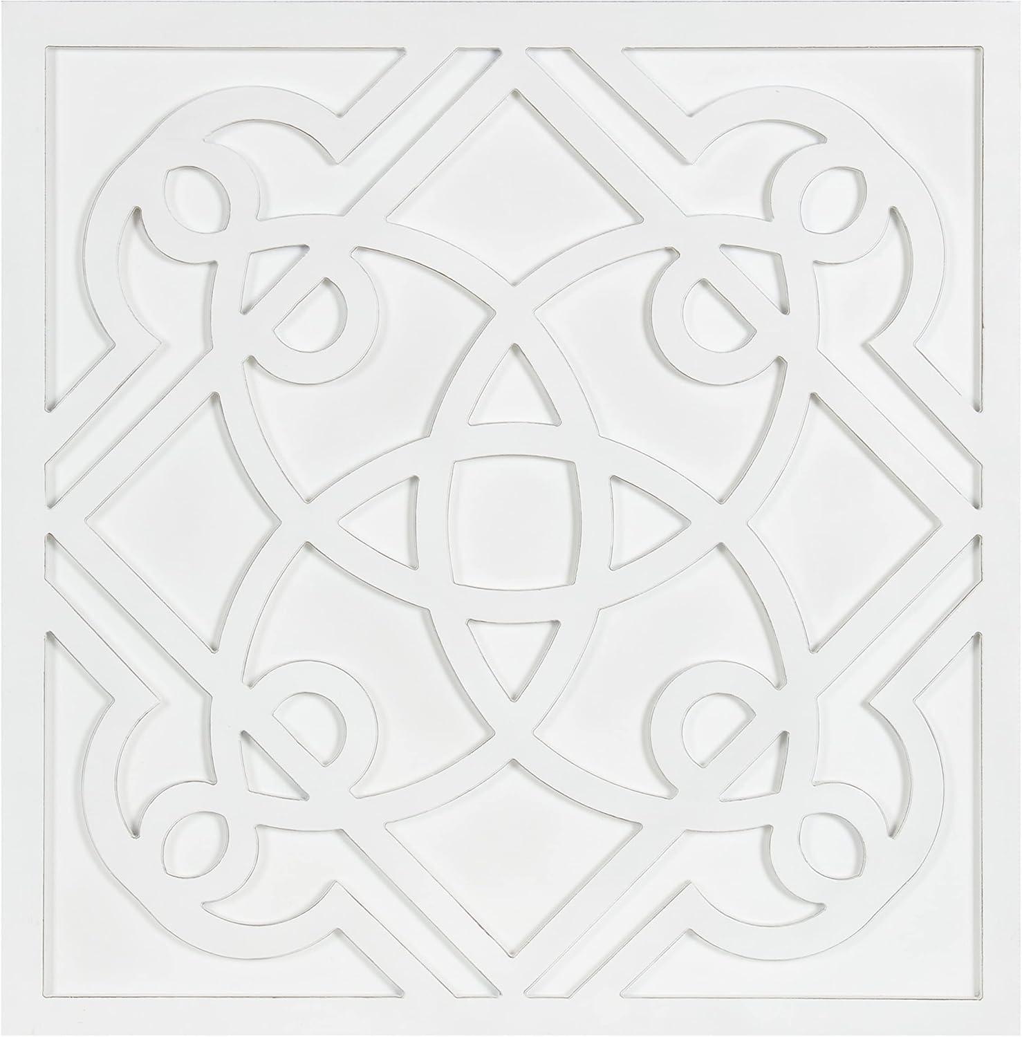 Kate and Laurel Mercador Square Wooden Wall Art Plaque, White, 24 x 24, Modern Farmhouse Dimensional Wood Wall Art Plaque for Simple Coastal Home Decor Design