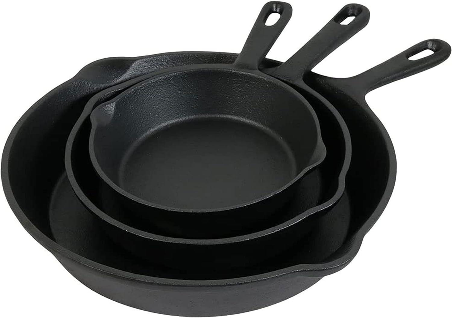 Hastings Home Nonstick Cast Iron Frying Pan Set - 3 Skillets