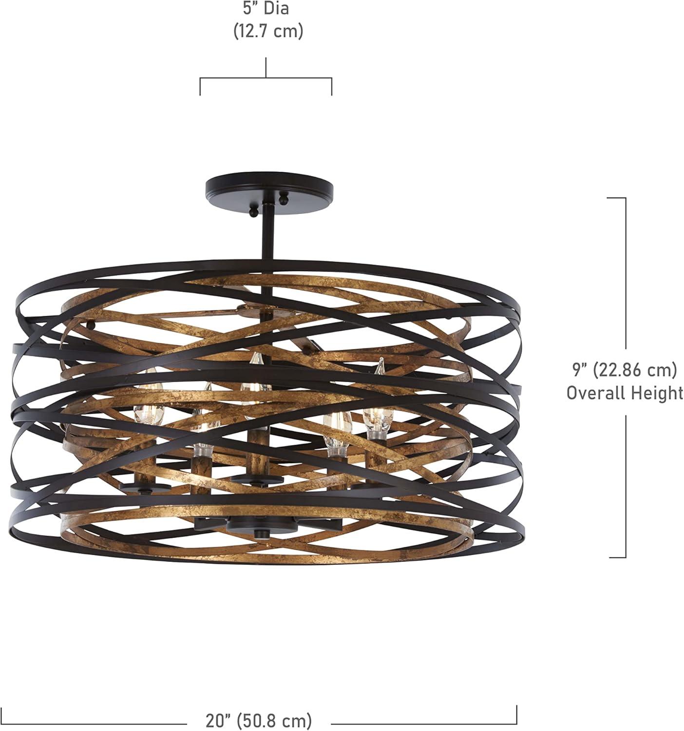 Minka Lavery Vortic Flow 20" Wide Dark Bronze and Mosaic Gold 5-Light Pendant