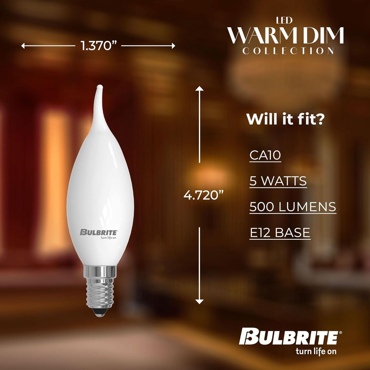 Milky White LED CA10 Decorative Dimmable Chandelier Bulb