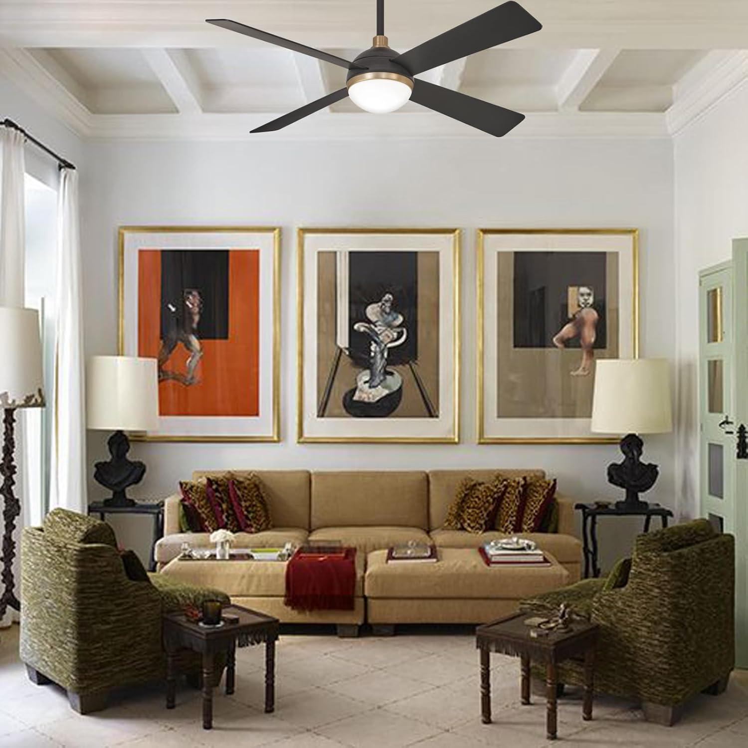 54" 4 - Blade LED Standard Ceiling Fan with Remote Control and Light Kit Included