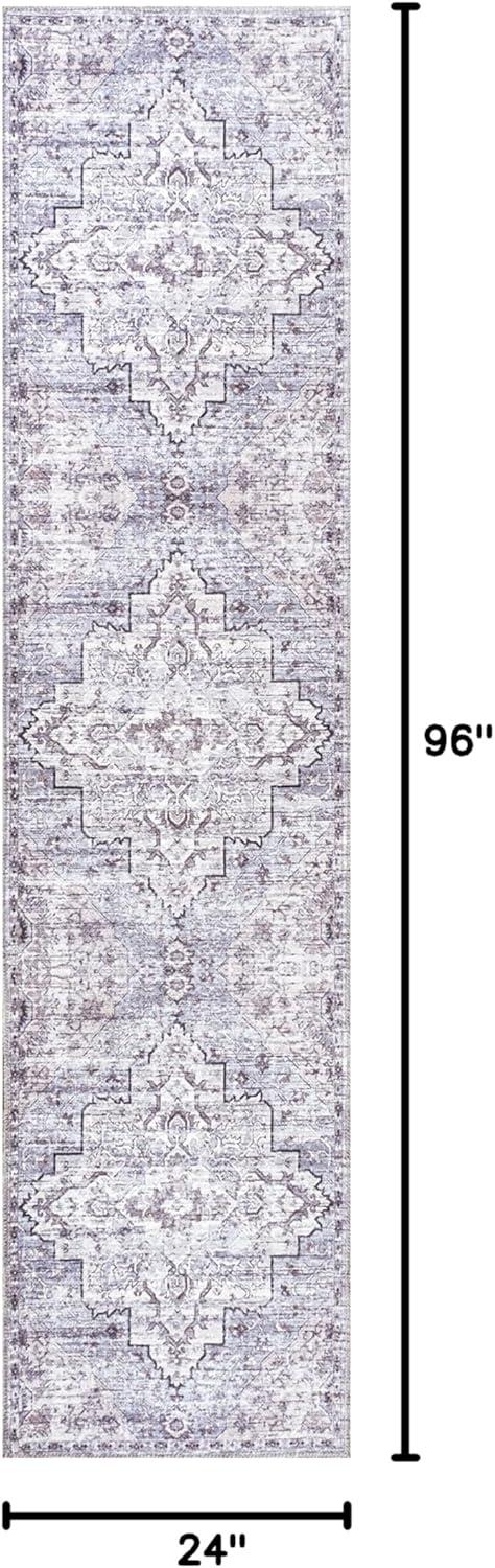 Didim Boho Gray Medallion Washable Area Rug - JONATHAN Y