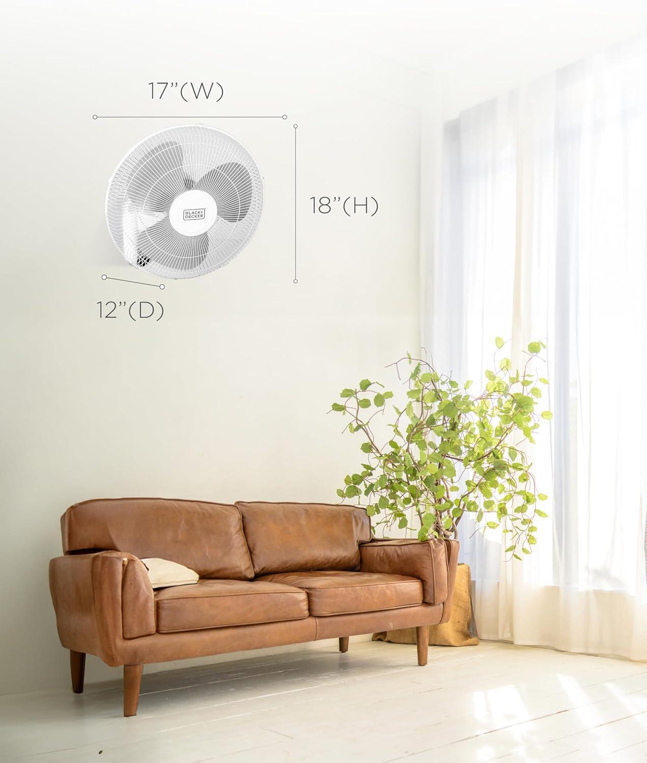 BLACK+DECKER BFP Series BLACK+DECKER 16" Wall Fan with Remote Control, Oscillating Fan with 3 Speed Settings