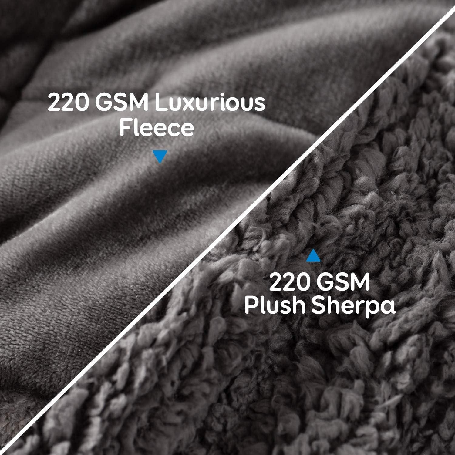 Cottonblue Faux Fur Weighted Blanket 15 lbs, Long Fur Fluffy Weighted Blanket Twin Size for Adults, Cozy Warm Fuzzy Sherpa Reverse Heavy Blanket for Sofa Bed Couch, 48 x 72 Inches, Morandi Grey
