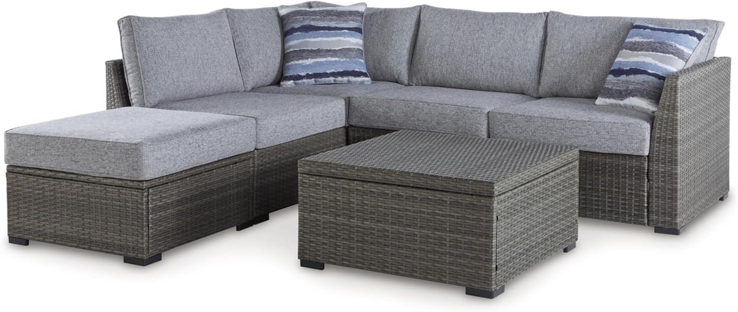 Ashley Furniture Petal Road Gray Outdoor Sectional/Ottoman/Table Set - Set of 4